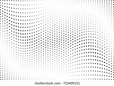 Abstract halftone wave dotted background. Futuristic twisted grunge pattern, dot, circles.  Vector modern optical pop art texture for posters, business cards, cover, labels mock-up, stickers layout