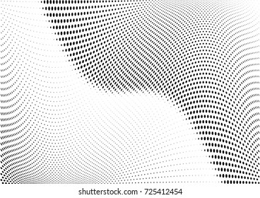 Abstract halftone wave dotted background. Futuristic twisted grunge pattern, dot, circles.  Vector modern optical pop art texture for posters, business cards, cover, labels mock-up, stickers layout