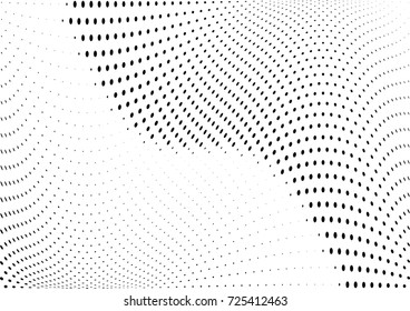Abstract halftone wave dotted background. Futuristic twisted grunge pattern, dot, circles.  Vector modern optical pop art texture for posters, business cards, cover, labels mock-up, stickers layout