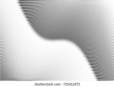 Abstract halftone wave dotted background. Futuristic twisted grunge pattern, dot, circles.  Vector modern optical pop art texture for posters, business cards, cover, labels mock-up, stickers layout