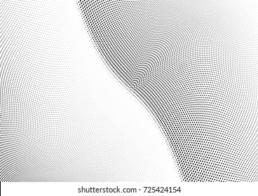 Abstract halftone wave dotted background. Futuristic twisted grunge pattern, dot, circles.  Vector modern optical pop art texture for posters, business cards, cover, labels mock-up, stickers layout