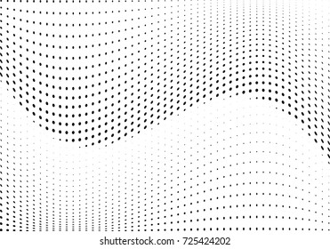 Abstract halftone wave dotted background. Futuristic twisted grunge pattern, dot, circles.  Vector modern optical pop art texture for posters, business cards, cover, labels mock-up, stickers layout