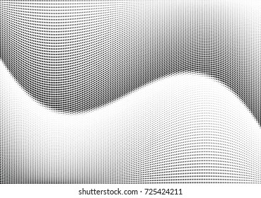 Abstract halftone wave dotted background. Futuristic twisted grunge pattern, dot, circles.  Vector modern optical pop art texture for posters, business cards, cover, labels mock-up, stickers layout