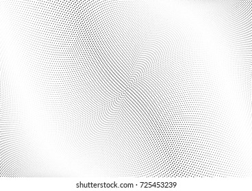 Abstract halftone wave dotted background. Futuristic twisted grunge pattern, dot, circles.  Vector modern optical pop art texture for posters, business cards, cover, labels mock-up, stickers layout