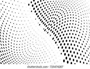 Abstract halftone wave dotted background. Futuristic twisted grunge pattern, dot, circles.  Vector modern optical pop art texture for posters, business cards, cover, labels mock-up, stickers layout