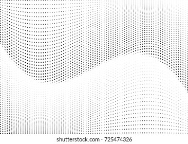 Abstract halftone wave dotted background. Futuristic twisted grunge pattern, dot, circles.  Vector modern optical pop art texture for posters, business cards, cover, labels mock-up, stickers layout