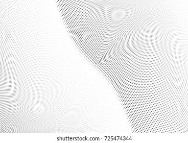 Abstract halftone wave dotted background. Futuristic twisted grunge pattern, dot, circles.  Vector modern optical pop art texture for posters, business cards, cover, labels mock-up, stickers layout