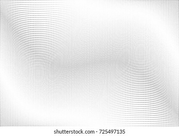 Abstract halftone wave dotted background. Futuristic twisted grunge pattern, dot, circles.  Vector modern optical pop art texture for posters, business cards, cover, labels mock-up, stickers layout