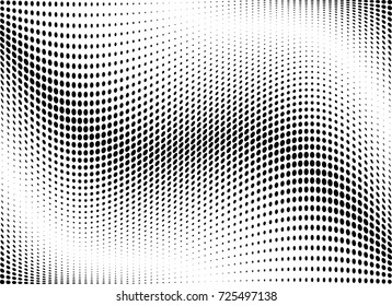 Abstract halftone wave dotted background. Futuristic twisted grunge pattern, dot, circles.  Vector modern optical pop art texture for posters, business cards, cover, labels mock-up, stickers layout