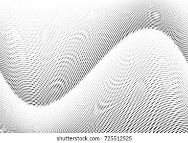 Abstract halftone wave dotted background. Futuristic twisted grunge pattern, dot, circles.  Vector modern optical pop art texture for posters, business cards, cover, labels mock-up, stickers layout
