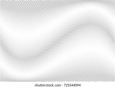Abstract halftone wave dotted background. Futuristic twisted grunge pattern, dot, circles.  Vector modern optical pop art texture for posters, business cards, cover, labels mock-up, stickers layout