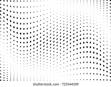 Abstract halftone wave dotted background. Futuristic twisted grunge pattern, dot, circles.  Vector modern optical pop art texture for posters, business cards, cover, labels mock-up, stickers layout