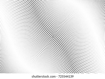 Abstract halftone wave dotted background. Futuristic twisted grunge pattern, dot, circles.  Vector modern optical pop art texture for posters, business cards, cover, labels mock-up, stickers layout