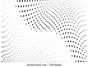 Abstract halftone wave dotted background. Futuristic twisted grunge pattern, dot, circles.  Vector modern optical pop art texture for posters, business cards, cover, labels mock-up, stickers layout