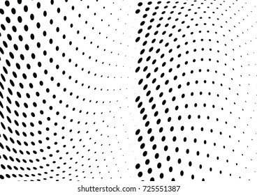 Abstract halftone wave dotted background. Futuristic twisted grunge pattern, dot, circles.  Vector modern optical pop art texture for posters, business cards, cover, labels mock-up, stickers layout