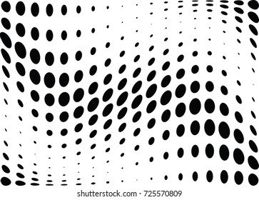 Abstract halftone wave dotted background. Futuristic twisted grunge pattern, dot, circles.  Vector modern optical pop art texture for posters, business cards, cover, labels mock-up, stickers layout