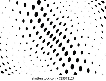 Abstract halftone wave dotted background. Futuristic twisted grunge pattern, dot, circles.  Vector modern optical pop art texture for posters, business cards, cover, labels mock-up, stickers layout