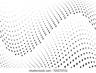 Abstract halftone wave dotted background. Futuristic twisted grunge pattern, dot, circles.  Vector modern optical pop art texture for posters, business cards, cover, labels mock-up, stickers layout