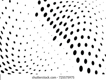 Abstract halftone wave dotted background. Futuristic twisted grunge pattern, dot, circles.  Vector modern optical pop art texture for posters, business cards, cover, labels mock-up, stickers layout