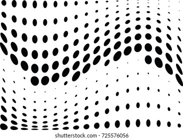 Abstract halftone wave dotted background. Futuristic twisted grunge pattern, dot, circles.  Vector modern optical pop art texture for posters, business cards, cover, labels mock-up, stickers layout