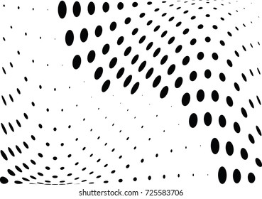 Abstract halftone wave dotted background. Futuristic twisted grunge pattern, dot, circles.  Vector modern optical pop art texture for posters, business cards, cover, labels mock-up, stickers layout