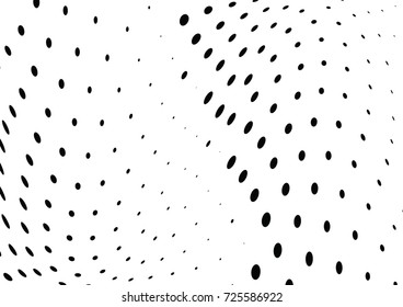 Abstract halftone wave dotted background. Futuristic twisted grunge pattern, dot, circles.  Vector modern optical pop art texture for posters, business cards, cover, labels mock-up, stickers layout
