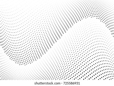 Abstract halftone wave dotted background. Futuristic twisted grunge pattern, dot, circles.  Vector modern optical pop art texture for posters, business cards, cover, labels mock-up, stickers layout