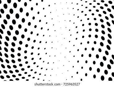 Abstract halftone wave dotted background. Futuristic twisted grunge pattern, dot, circles.  Vector modern optical pop art texture for posters, business cards, cover, labels mock-up, stickers layout