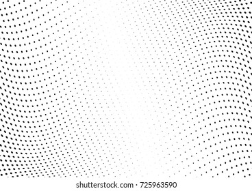 Abstract halftone wave dotted background. Futuristic twisted grunge pattern, dot, circles.  Vector modern optical pop art texture for posters, business cards, cover, labels mock-up, stickers layout