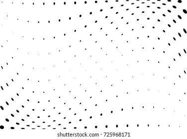 Abstract halftone wave dotted background. Futuristic twisted grunge pattern, dot, circles.  Vector modern optical pop art texture for posters, business cards, cover, labels mock-up, stickers layout