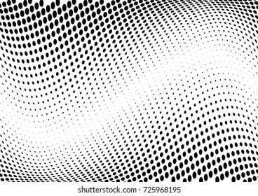 Abstract halftone wave dotted background. Futuristic twisted grunge pattern, dot, circles.  Vector modern optical pop art texture for posters, business cards, cover, labels mock-up, stickers layout