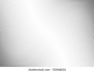 Abstract halftone wave dotted background. Futuristic twisted grunge pattern, dot, circles.  Vector modern optical pop art texture for posters, business cards, cover, labels mock-up, stickers layout