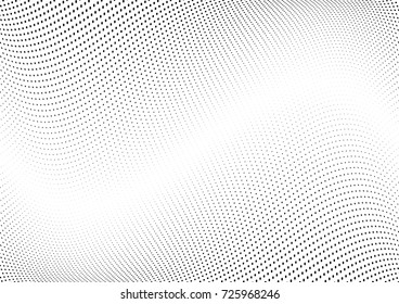 Abstract halftone wave dotted background. Futuristic twisted grunge pattern, dot, circles.  Vector modern optical pop art texture for posters, business cards, cover, labels mock-up, stickers layout
