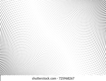 Abstract halftone wave dotted background. Futuristic twisted grunge pattern, dot, circles.  Vector modern optical pop art texture for posters, business cards, cover, labels mock-up, stickers layout