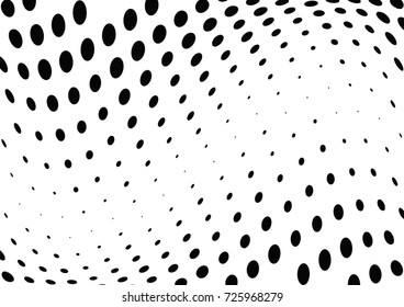 Abstract halftone wave dotted background. Futuristic twisted grunge pattern, dot, circles.  Vector modern optical pop art texture for posters, business cards, cover, labels mock-up, stickers layout