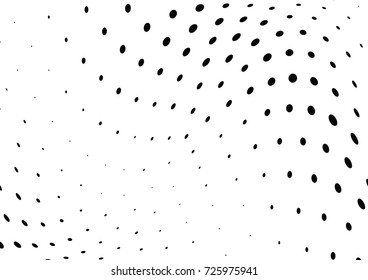 Abstract halftone wave dotted background. Futuristic twisted grunge pattern, dot, circles.  Vector modern optical pop art texture for posters, business cards, cover, labels mock-up, stickers layout