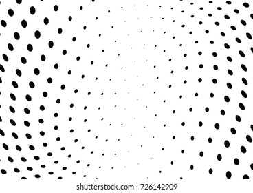 Abstract halftone wave dotted background. Futuristic twisted grunge pattern, dot, circles.  Vector modern optical pop art texture for posters, business cards, cover, labels mock-up, stickers layout