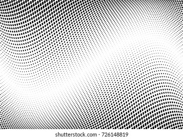 Abstract halftone wave dotted background. Futuristic twisted grunge pattern, dot, circles.  Vector modern optical pop art texture for posters, business cards, cover, labels mock-up, stickers layout