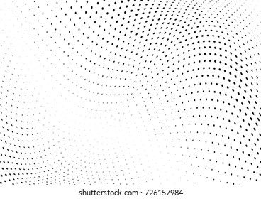 Abstract halftone wave dotted background. Futuristic twisted grunge pattern, dot, circles.  Vector modern optical pop art texture for posters, business cards, cover, labels mock-up, stickers layout