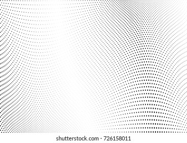 Abstract halftone wave dotted background. Futuristic twisted grunge pattern, dot, circles.  Vector modern optical pop art texture for posters, business cards, cover, labels mock-up, stickers layout