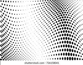 Abstract halftone wave dotted background. Futuristic twisted grunge pattern, dot, circles.  Vector modern optical pop art texture for posters, business cards, cover, labels mock-up, stickers layout