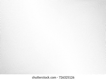 Abstract halftone wave dotted background. Futuristic twisted grunge pattern, dot, circles.  Vector modern optical pop art texture for posters, business cards, cover, labels mock-up, stickers layout