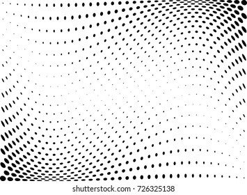 Abstract halftone wave dotted background. Futuristic twisted grunge pattern, dot, circles.  Vector modern optical pop art texture for posters, business cards, cover, labels mock-up, stickers layout