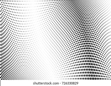 Abstract halftone wave dotted background. Futuristic twisted grunge pattern, dot, circles.  Vector modern optical pop art texture for posters, business cards, cover, labels mock-up, stickers layout