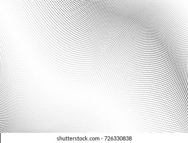 Abstract halftone wave dotted background. Futuristic twisted grunge pattern, dot, circles.  Vector modern optical pop art texture for posters, business cards, cover, labels mock-up, stickers layout