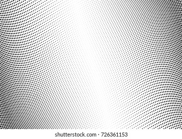 Abstract halftone wave dotted background. Futuristic twisted grunge pattern, dot, circles.  Vector modern optical pop art texture for posters, business cards, cover, labels mock-up, stickers layout