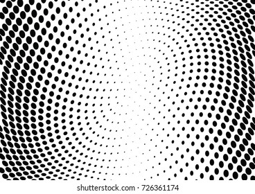 Abstract halftone wave dotted background. Futuristic twisted grunge pattern, dot, circles.  Vector modern optical pop art texture for posters, business cards, cover, labels mock-up, stickers layout