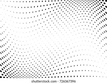 Abstract halftone wave dotted background. Futuristic twisted grunge pattern, dot, circles.  Vector modern optical pop art texture for posters, business cards, cover, labels mock-up, stickers layout