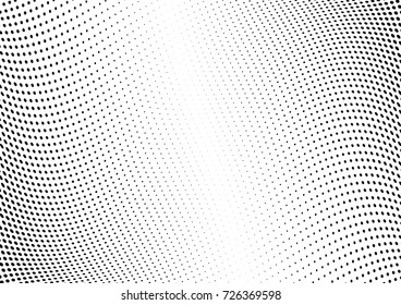 Abstract halftone wave dotted background. Futuristic twisted grunge pattern, dot, circles.  Vector modern optical pop art texture for posters, business cards, cover, labels mock-up, stickers layout