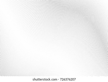 Abstract halftone wave dotted background. Futuristic twisted grunge pattern, dot, circles.  Vector modern optical pop art texture for posters, business cards, cover, labels mock-up, stickers layout
